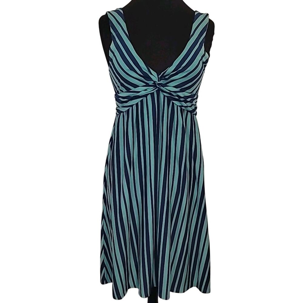 Patagonia Dress Women M Blue Stripe Coastal Cottagecore Romantic Travel Eco Chic - Picture 2 of 7
